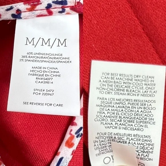 CAbi Red Valentine Linen Blend Blazer Jacket Size Medium - Picture 10 of 12